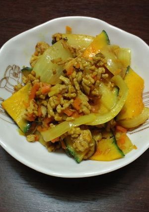 カボチャのカレーそぼろ炒め-レシピのメイン写真
