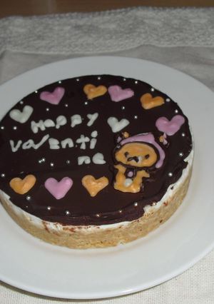 バレンタイン☆チーズケーキにデコチョコ♪-レシピのメイン写真