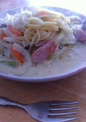 野菜たっぷり♪ヘルシーな豆乳スープパスタ-レシピのメイン写真