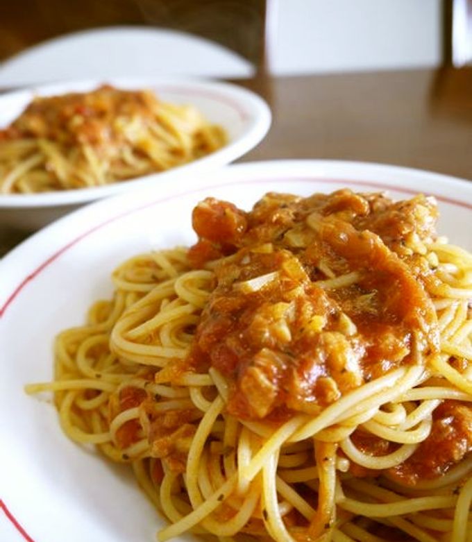 ツナとバジルのトマトソースパスタ♪-レシピのメイン写真
