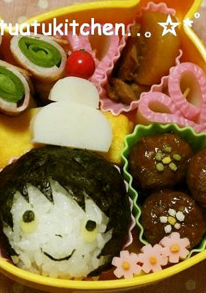 鏡餅を頭に乗せちゃえ～❤キャラ弁-レシピのメイン写真