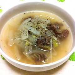 รูปของ 牛肉とネギのスープ【風邪予防にも】
