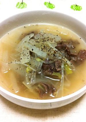 牛肉とネギのスープ【風邪予防にも】-レシピのメイン写真