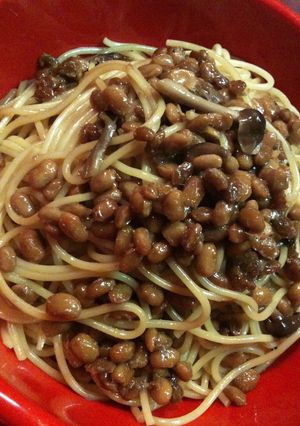 カフェメニュー♥簡単納豆しめじ和風パスタ-レシピのメイン写真