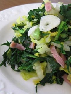 白菜とミズナのにんにく炒め-レシピのメイン写真