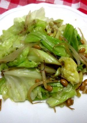 *幸せの味♪キャベツともやしの納豆炒め*-レシピのメイン写真
