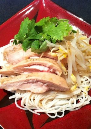 ジップロック茹で鶏で、具沢山そうめん-レシピのメイン写真