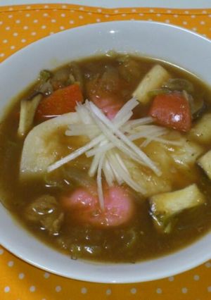 余ったカレーとお餅で☆カレー風お雑煮-レシピのメイン写真