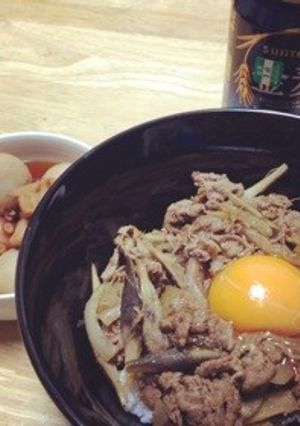 男子大好き、牛ごぼう丼!!-レシピのメイン写真