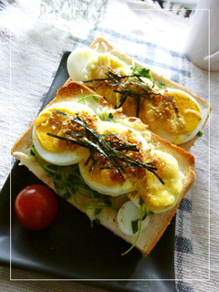 塩麹×茹で卵・豆苗の和トースト-レシピのメイン写真