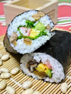 福豆入り!?アボサラダ巻&穴子五目恵方巻-レシピのメイン写真