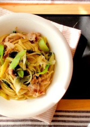 あおさが香る*長ネギと豚の柚子胡椒パスタ-レシピのメイン写真