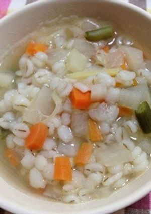 押し麦のほっこり生姜スープ-レシピのメイン写真
