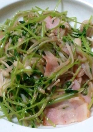 育てた豆苗で…ベーコン炒め♪-レシピのメイン写真