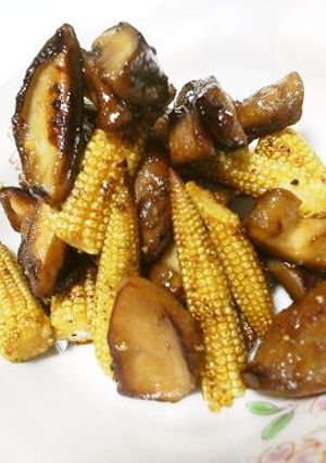 照り焼きの椎茸とベビーコーン♪-レシピのメイン写真