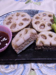 れんこんの肉挟み焼き-レシピのメイン写真