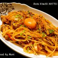 รูปของ ＊豚キムチ納豆パスタ＊