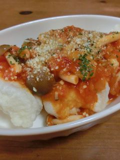 揚げ餅のトマトきのこソース-レシピのメイン写真