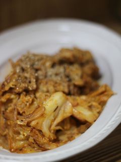 旦那ごはん 豚マヨキムチ炒め-レシピのメイン写真