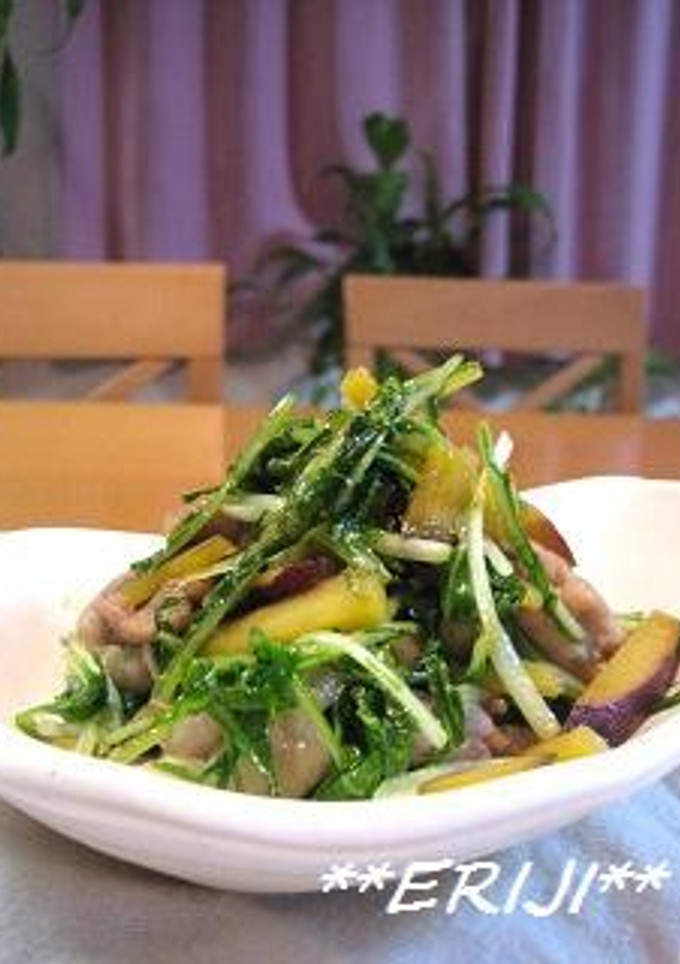 水菜とさつまいもと豚肉の炒め物～♪♪-レシピのメイン写真