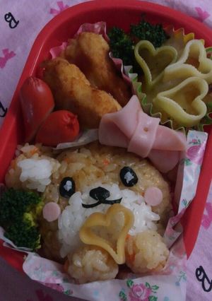 バレンタイン　くまさんのキャラ弁-レシピのメイン写真