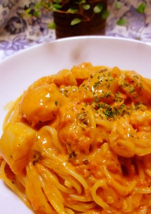 特別な日海老と帆立のクリームトマトパスタ-レシピのメイン写真