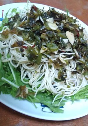 わかめのそうめんペペロンチーノ-レシピのメイン写真