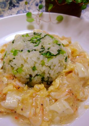 カフェ風豆腐と桜海老のうま煮&小松菜炒飯-レシピのメイン写真