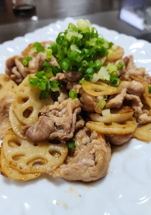 レンコンと豚肉の炒め-レシピのメイン写真