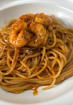 エビと食べるラー油のピリ辛パスタ-レシピのメイン写真