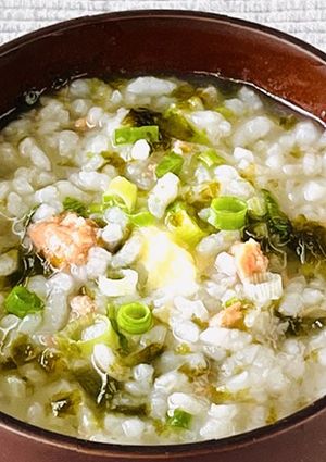 防災レシピ🍲湯煎で作る🍙おにぎり海苔雑炊-レシピのメイン写真