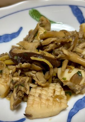 生姜好きの為の🎵イカとキノコ炒め-レシピのメイン写真