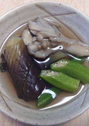 ナスと舞茸とオクラの白だし煮-レシピのメイン写真