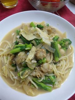 菜の花と湯葉の和風パスタ-レシピのメイン写真