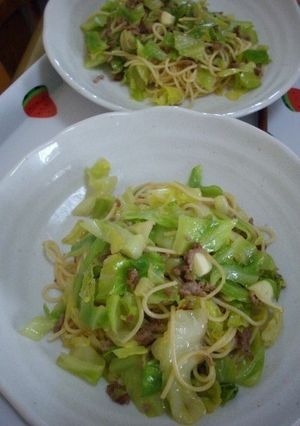 キャベツとひき肉のパスタ-レシピのメイン写真