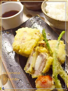 豚肉巻きのチーズと根菜もちもち天ぷら♪-レシピのメイン写真