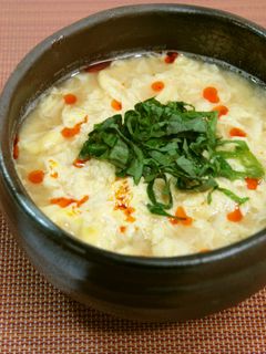 花咲き卵の豆乳味噌スープご飯-レシピのメイン写真
