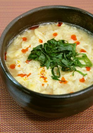 花咲き卵の豆乳味噌スープご飯-レシピのメイン写真