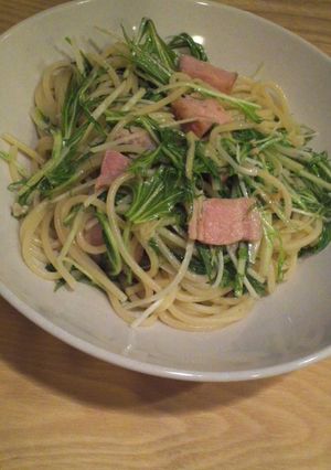 水菜とベーコンのシンプルなパスタ-レシピのメイン写真