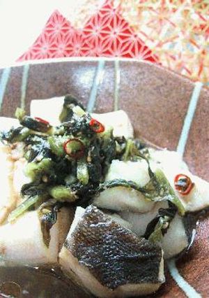 鱈と豆腐の野沢菜蒸し。-レシピのメイン写真