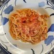 ツナとねぎのトマトスパゲッティ