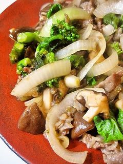 焼肉のタレで菜の花と牛肉の炒め物-レシピのメイン写真