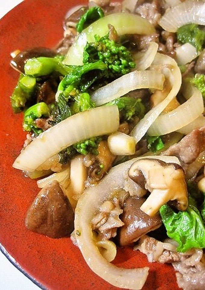 焼肉のタレで菜の花と牛肉の炒め物-レシピのメイン写真