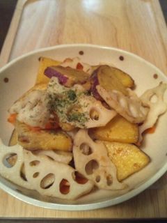 レンコンとさつまいもの塩バターきんぴら-レシピのメイン写真