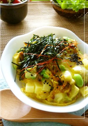 桜えび×アボカド×チーズの卵とじ丼。-レシピのメイン写真