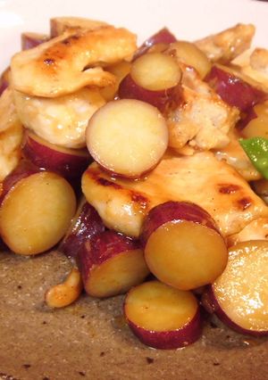 納豆の辛子消費！鶏と薩摩芋のﾊﾆｰ辛子笑-レシピのメイン写真