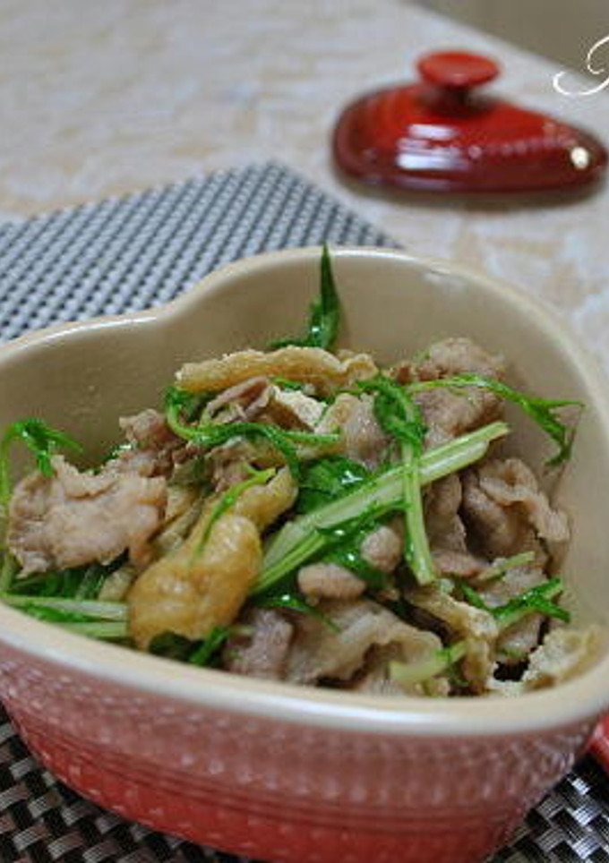 豚肉とあげの水菜煮-レシピのメイン写真