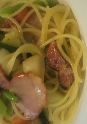ベーコンと季節野菜のスパゲッティ-レシピのメイン写真