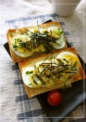 塩麹×梅ワサビの茹で卵のトースト-レシピのメイン写真