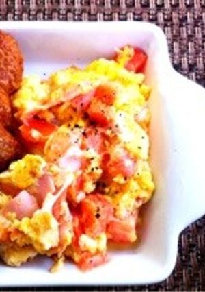 朝食にハムチーズトマトエッグ♪-レシピのメイン写真